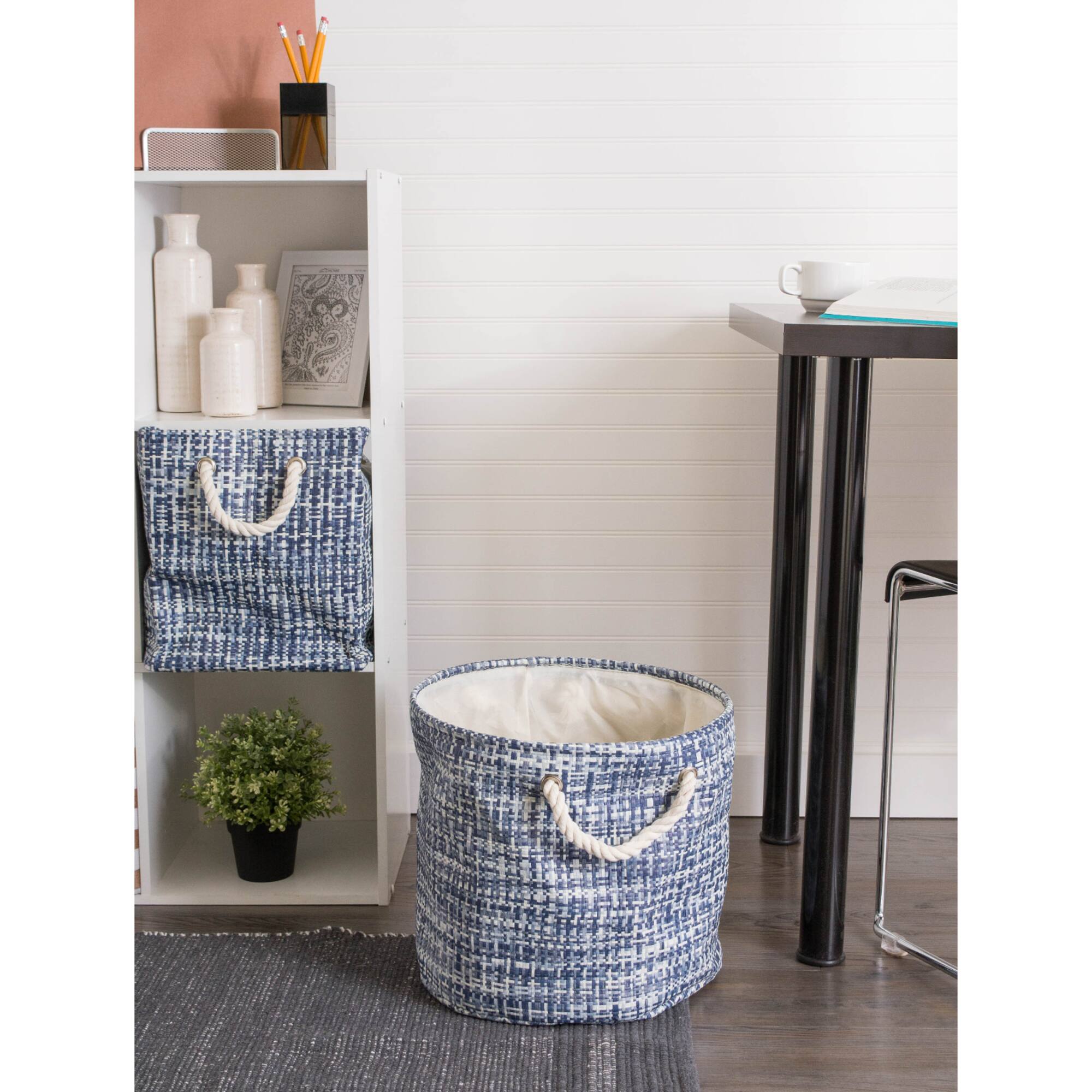 DII® Large Nautical Blue Tweed Rectangular Paper Bin